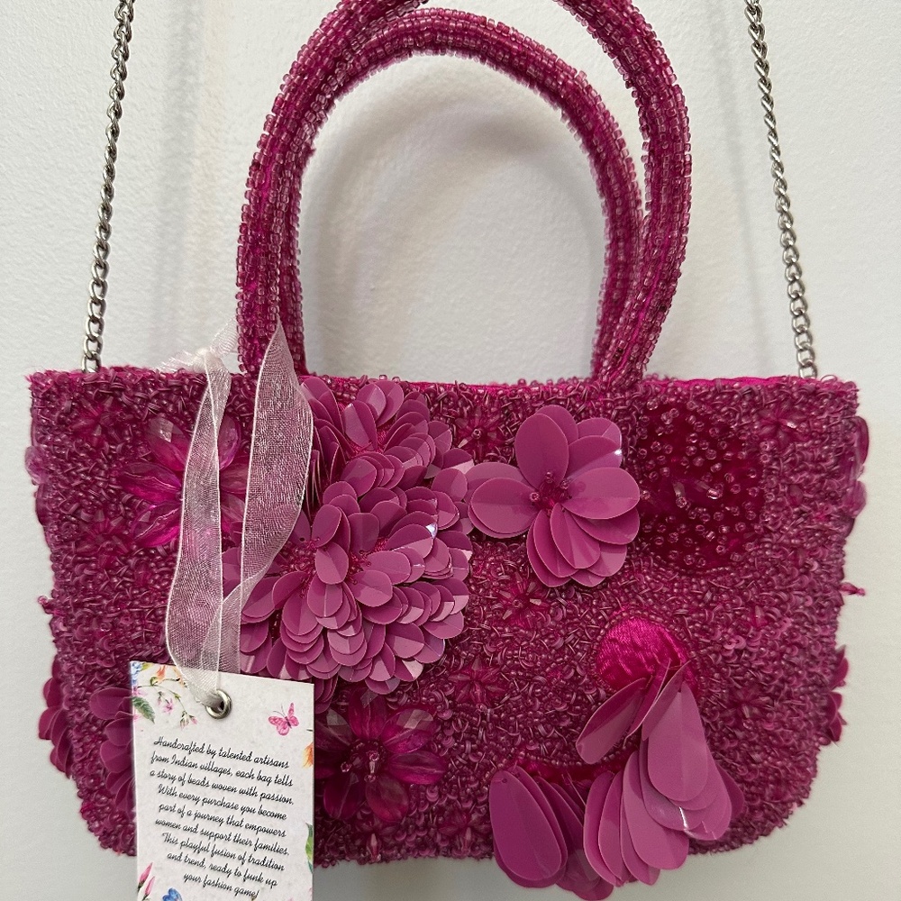 Viral pink beaded bag